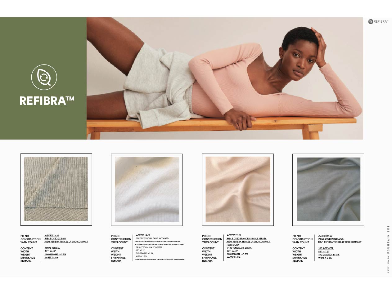 Fabric branding, design communication, clothing design and sales. Refibra. Tencel. Womenswear Menswear. Fashion designer.